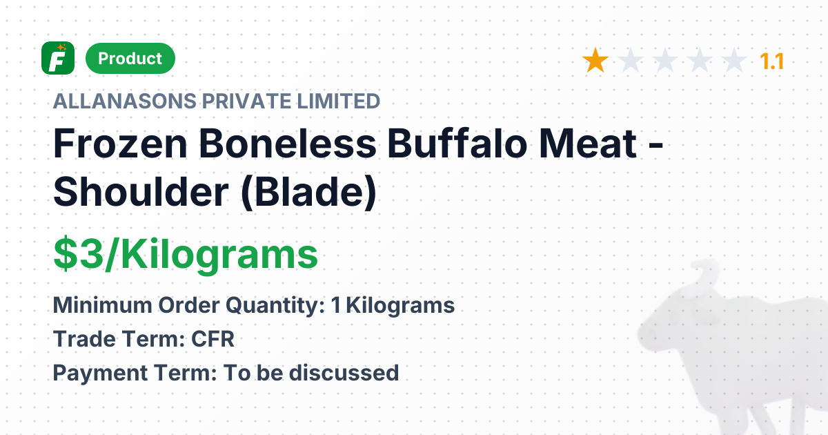 Frozen Boneless Buffalo Meat - Shoulder (Blade) – product summary card, no photo uploaded yet