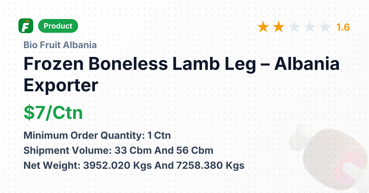 Frozen Boneless Lamb Leg – product summary card, no photo uploaded yet
