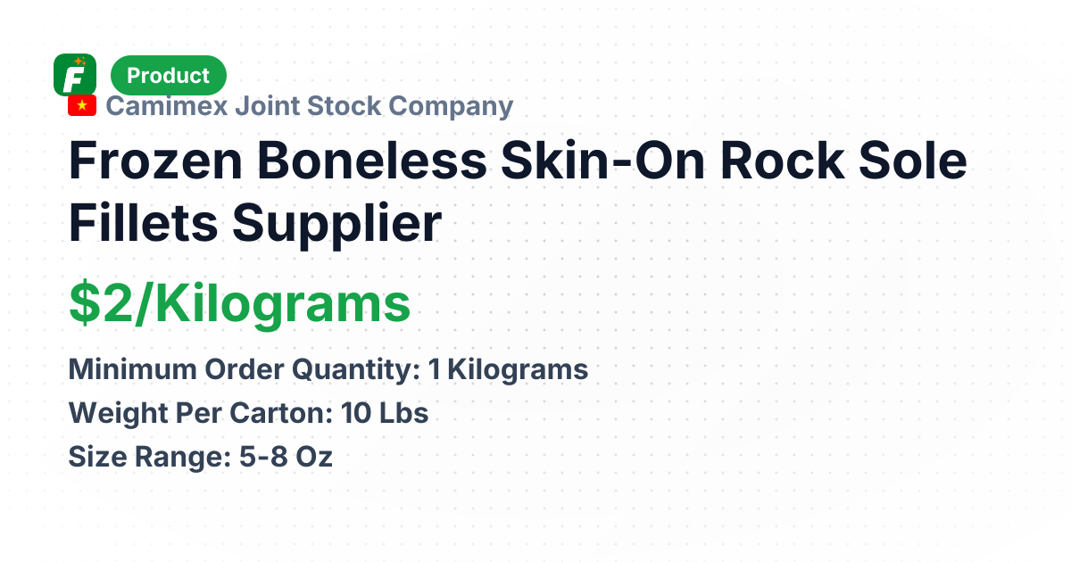Frozen Boneless Skin-On Rock Sole Fillets (5-8oz) – product summary card, no photo uploaded yet