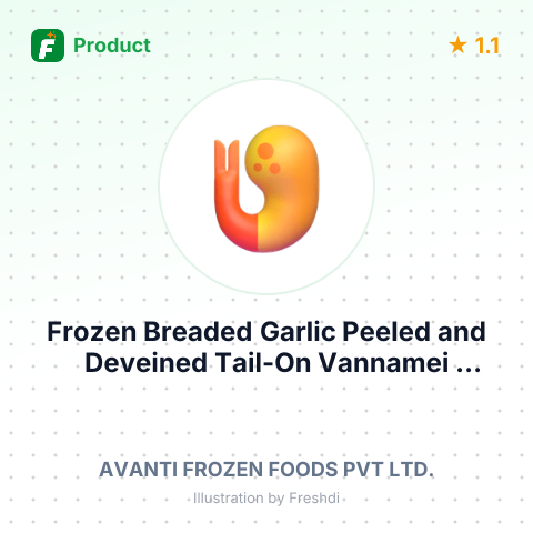 Frozen Breaded Garlic Peeled and Deveined Tail-On Vannamei Shrimps – summary card, no photo uploaded yet
