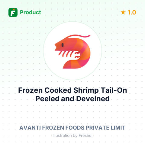 Frozen Cooked Shrimp Tail-On, Peeled and Deveined – summary card, no photo uploaded yet