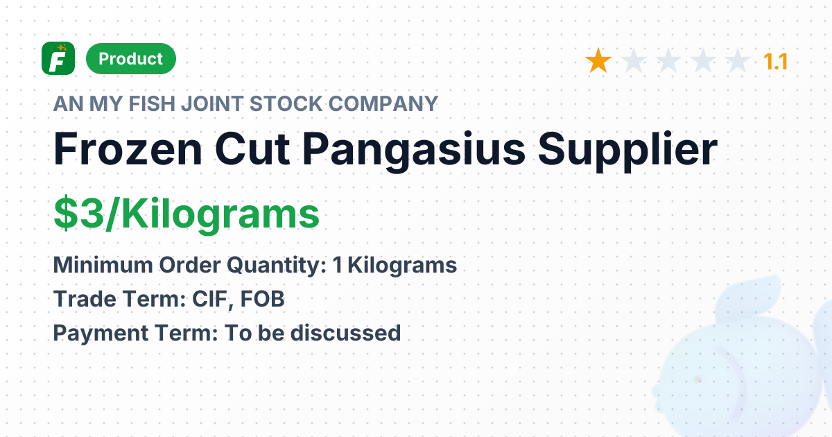 Frozen Cut Pangasius – product summary card, no photo uploaded yet