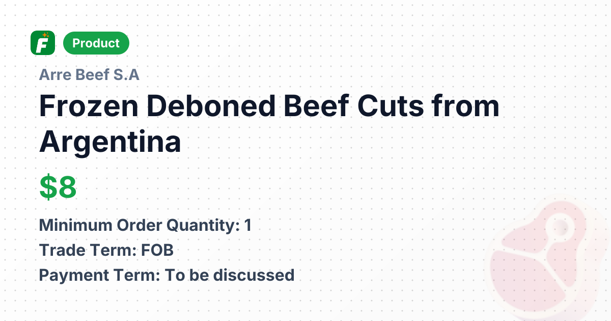 Frozen Deboned Beef Cuts – product summary card, no photo uploaded yet