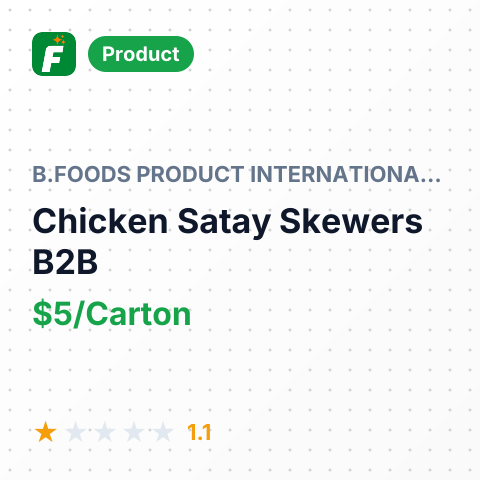 Frozen Fully Cooked Chicken Satay Skewers – summary card, no photo uploaded yet