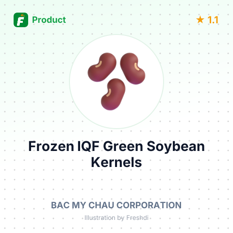 Frozen IQF Green Soybean Kernels – summary card, no photo uploaded yet
