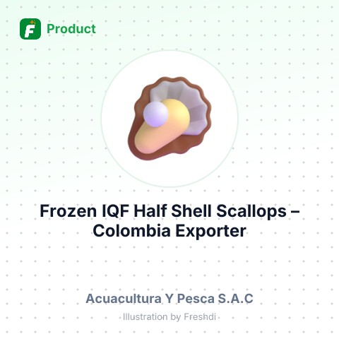 Frozen IQF Half Shell Scallops – summary card, no photo uploaded yet
