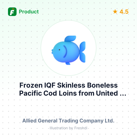 Frozen IQF Skinless Boneless Pacific Cod Loins – summary card, no photo uploaded yet