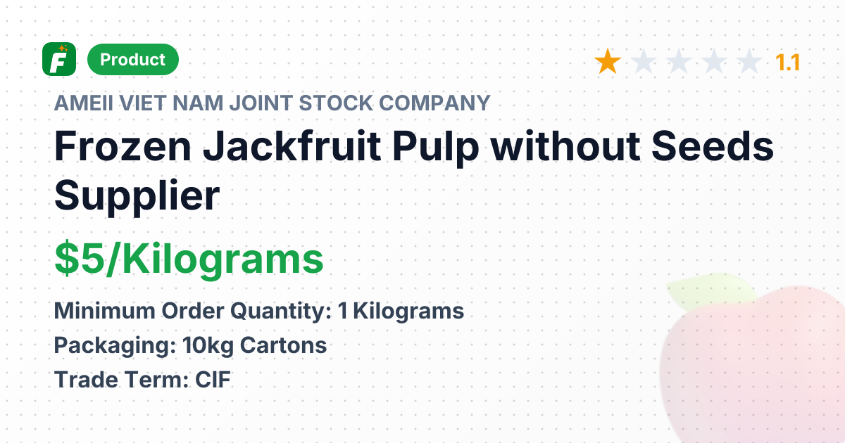 Frozen Jackfruit Pulp without Seeds – product summary card, no photo uploaded yet
