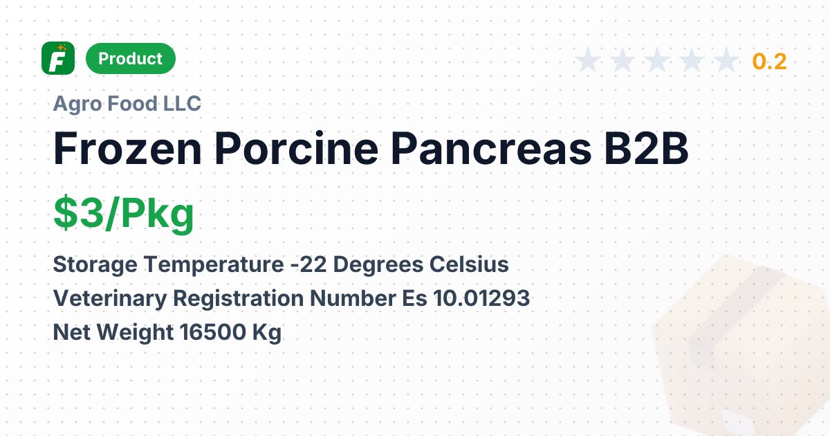 Frozen Porcine Pancreas – product summary card, no photo uploaded yet