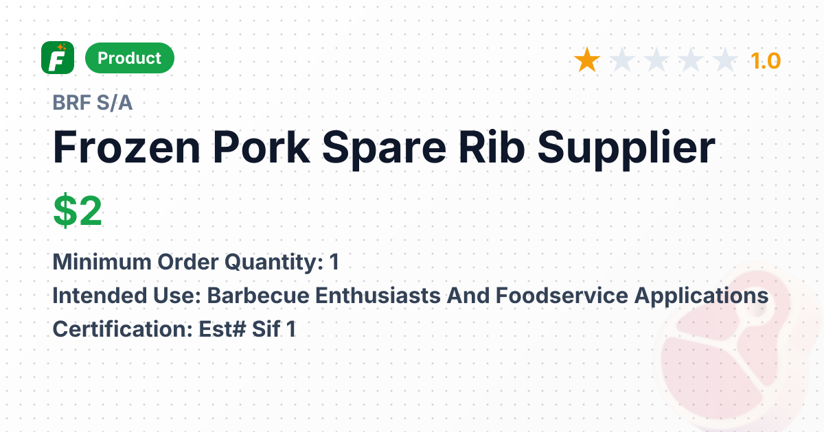 Frozen Pork Spare Rib – product summary card, no photo uploaded yet