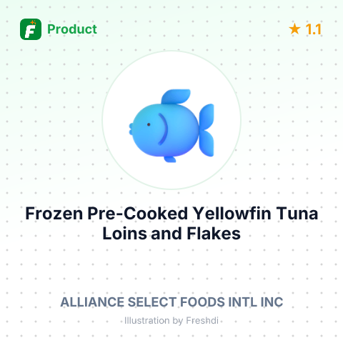 Frozen Pre-Cooked Yellowfin Tuna Loins and Flakes – summary card, no photo uploaded yet