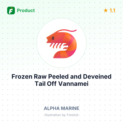Frozen Raw Peeled and Deveined Tail Off Vannamei Shrimps - IQF (Various Sizes) – summary card, no photo uploaded yet