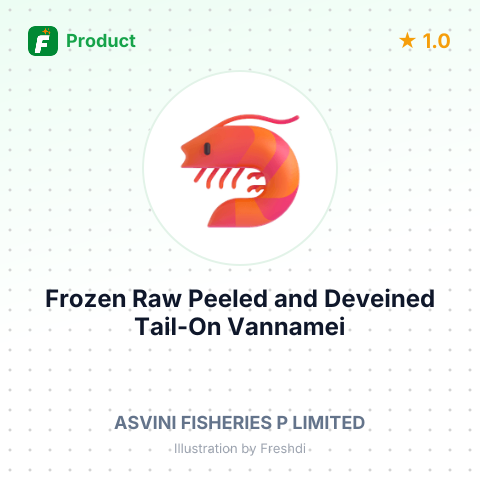 Frozen Raw Peeled and Deveined Tail-On Vannamei White Shrimp IQF – summary card, no photo uploaded yet