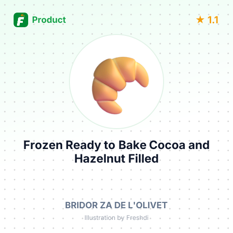 Frozen Ready to Bake Cocoa and Hazelnut Filled Croissant – product summary card, no photo uploaded yet