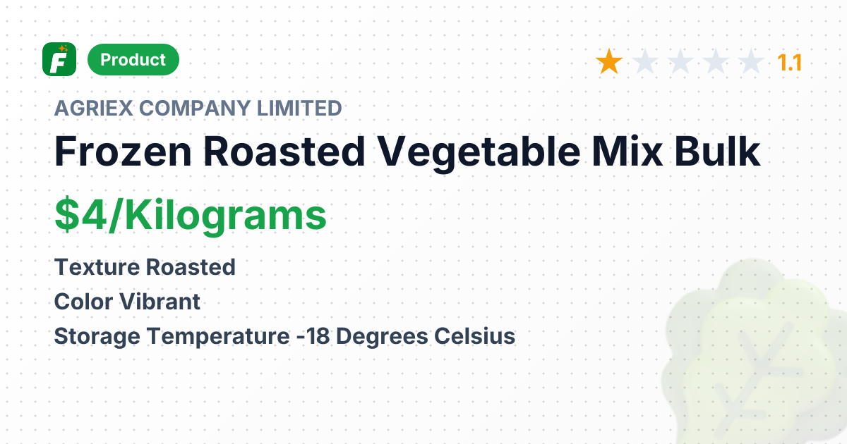 Frozen Roasted Vegetable Mix – product summary card, no photo uploaded yet