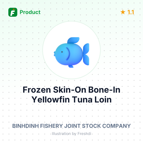 Frozen Skin-On, Bone-In Yellowfin Tuna Loin – summary card, no photo uploaded yet