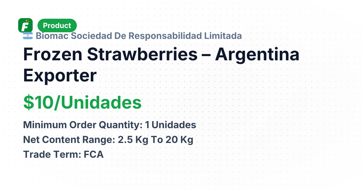 Frozen Strawberries (Fresh) – product summary card, no photo uploaded yet
