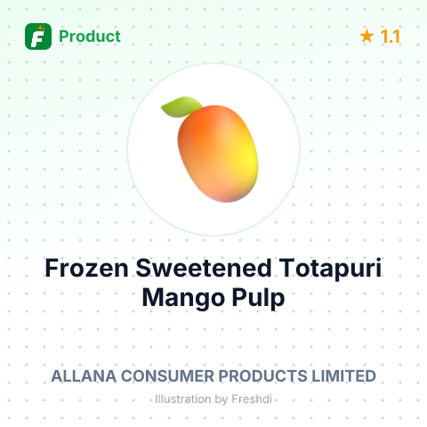 Frozen Sweetened Totapuri Mango Pulp – summary card, no photo uploaded yet