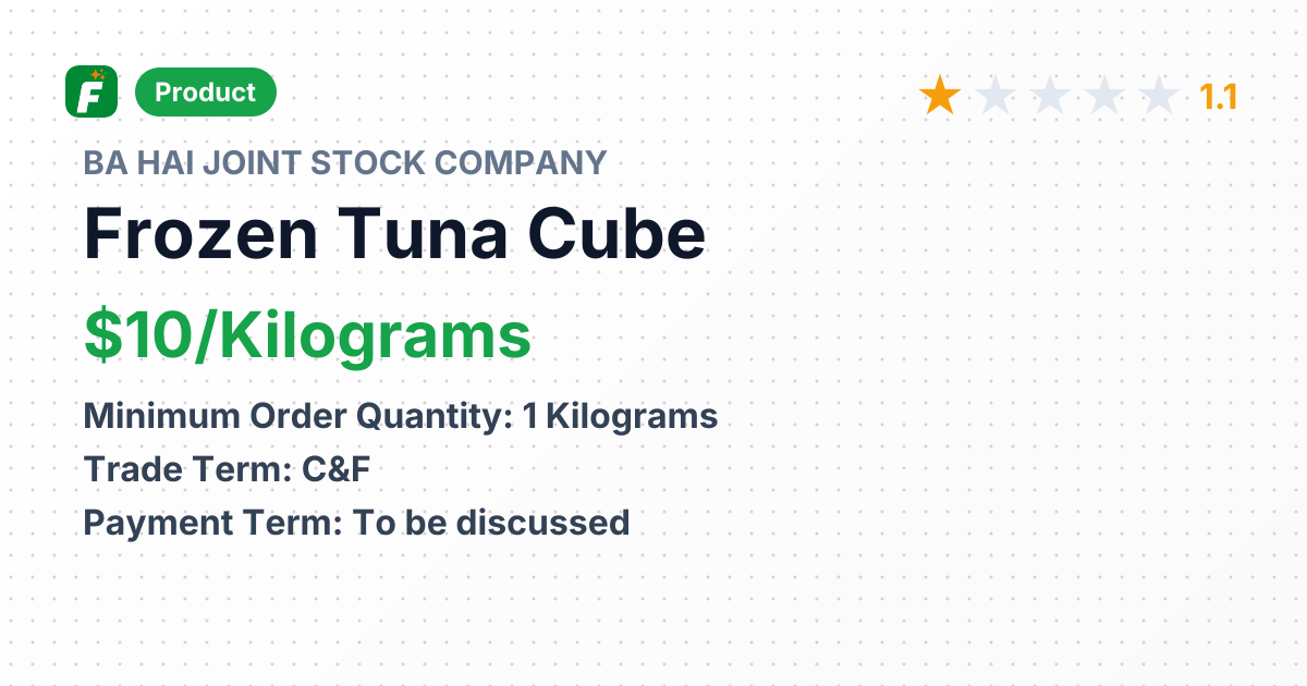 Frozen Tuna Cube – product summary card, no photo uploaded yet