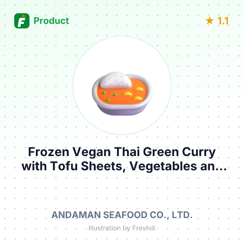 Frozen Vegan Thai Green Curry with Tofu Sheets, Vegetables and Jasmine Rice – summary card, no photo uploaded yet