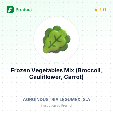 Frozen Vegetables Mix (Broccoli, Cauliflower, Carrot) – summary card, no photo uploaded yet