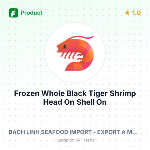 Frozen Whole Black Tiger Shrimp Head On Shell On Size 1/2 – summary card, no photo uploaded yet