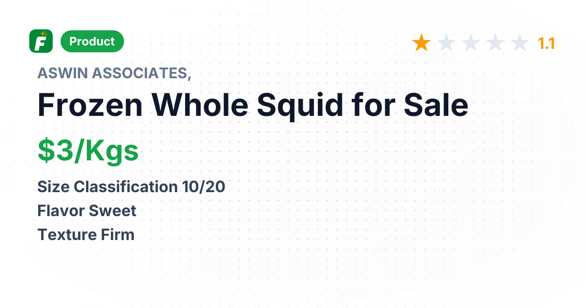 Frozen Whole Squid - Whole – product summary card, no photo uploaded yet