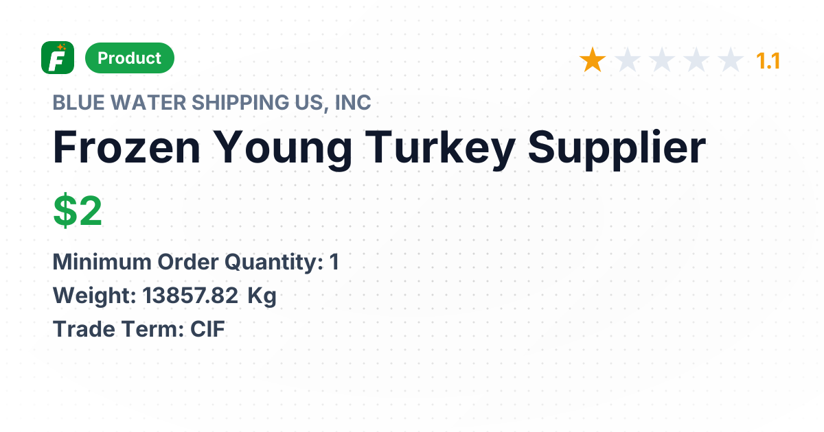 Frozen Young Turkey – product summary card, no photo uploaded yet