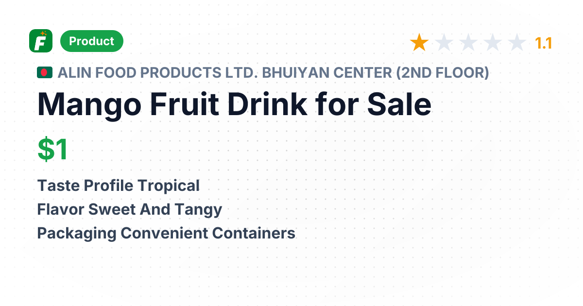 Fruitilo Mango Fruit Drink – product summary card, no photo uploaded yet