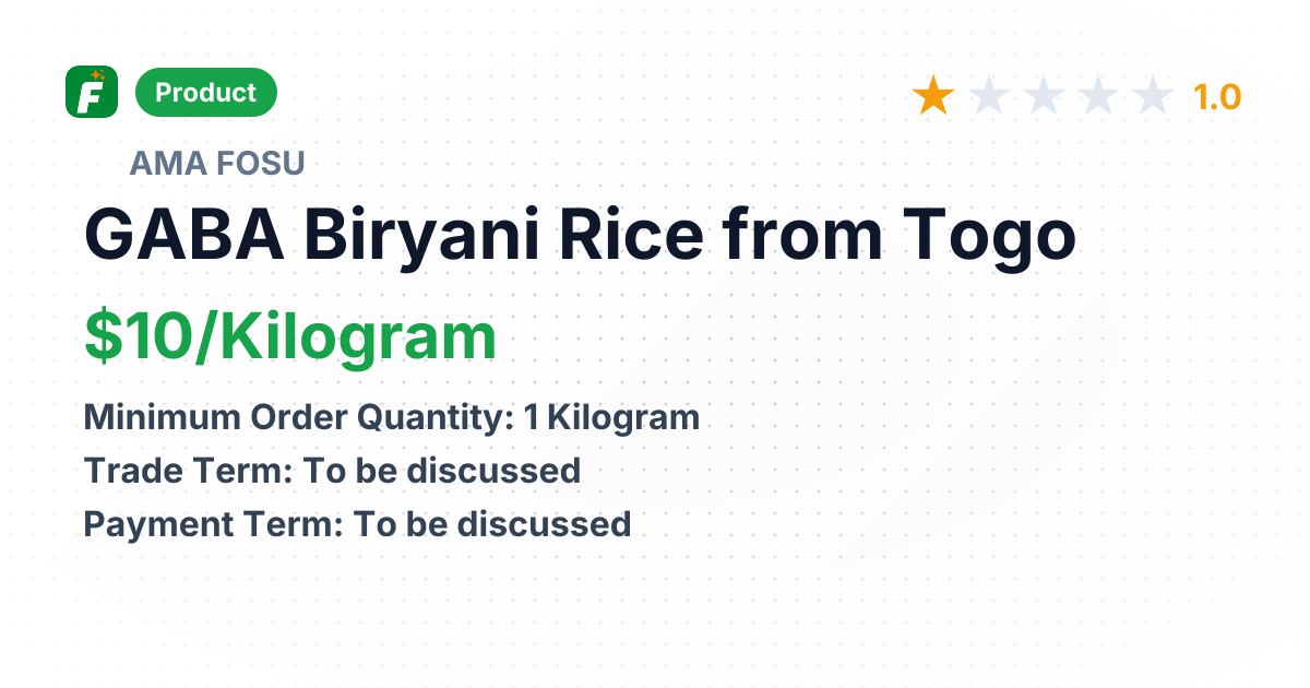 GABA Biryani Rice – product summary card, no photo uploaded yet