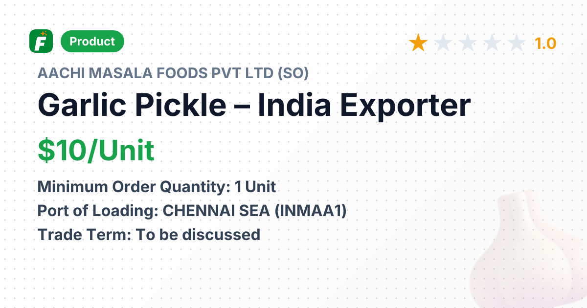 Garlic Pickle – product summary card, no photo uploaded yet