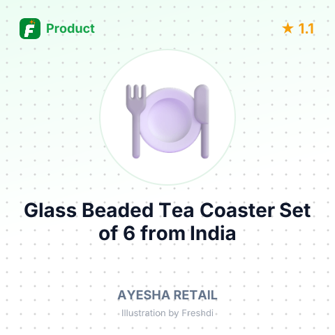 Glass Beaded Tea Coaster Set of 6 – summary card, no photo uploaded yet