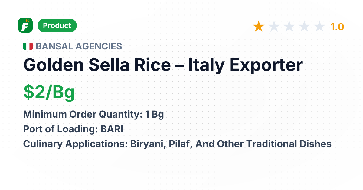 Golden Sella Rice – product summary card, no photo uploaded yet