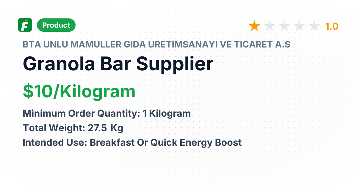 Granola Bar – product summary card, no photo uploaded yet