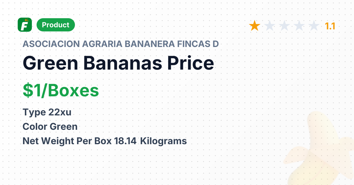 Green Bananas Type 22XU – product summary card, no photo uploaded yet