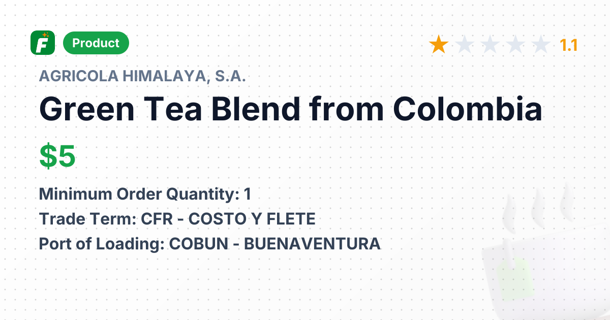 Green Tea Blend – product summary card, no photo uploaded yet