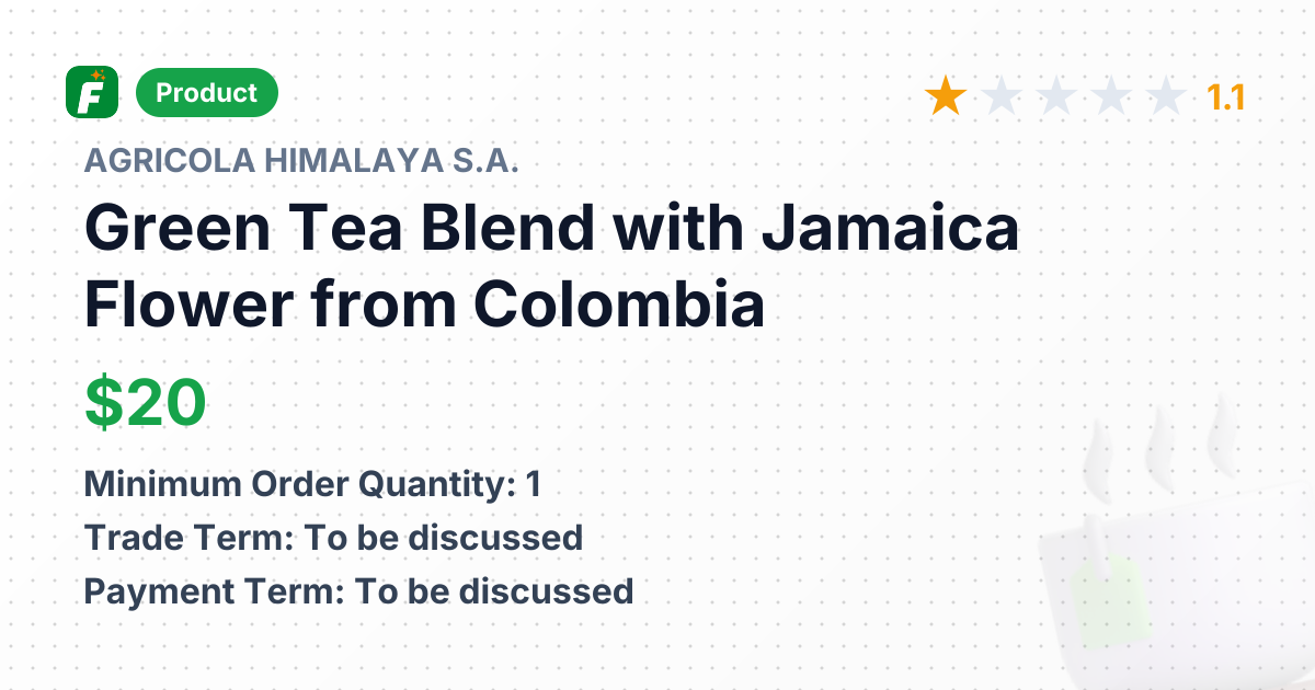 Green Tea Blend with Jamaica Flower – product summary card, no photo uploaded yet