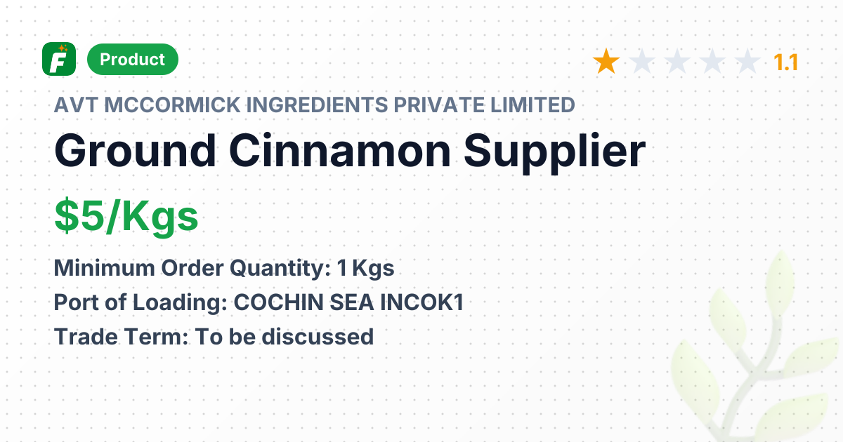 Ground Cinnamon (Cassia) – product summary card, no photo uploaded yet