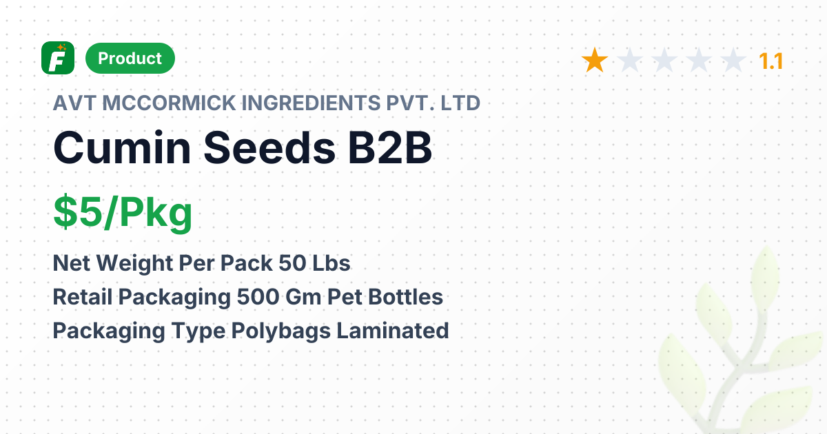 Ground Cumin Seeds (Indian Whole) – product summary card, no photo uploaded yet