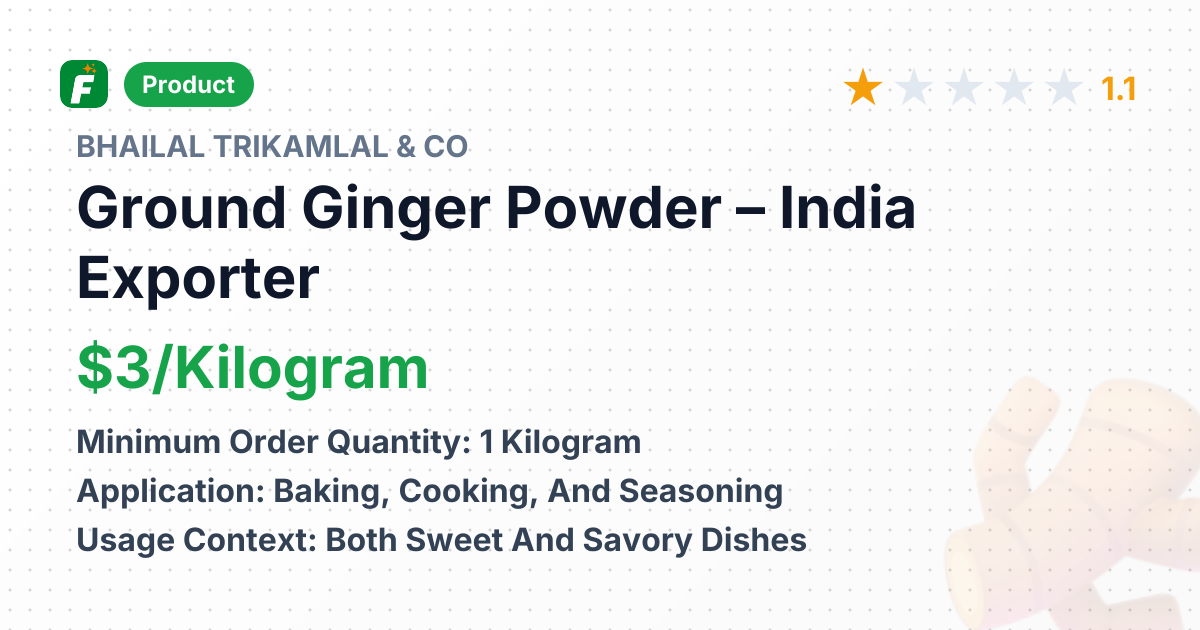 Ground Ginger Powder – product summary card, no photo uploaded yet