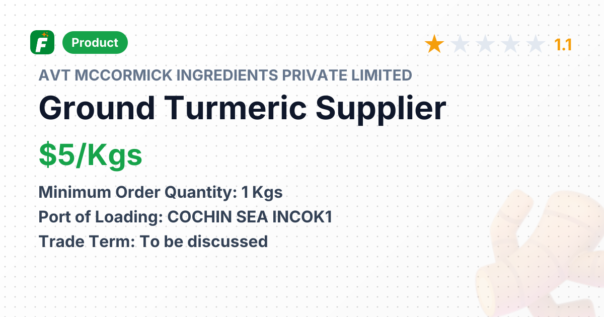 Ground Turmeric (Madras) – product summary card, no photo uploaded yet