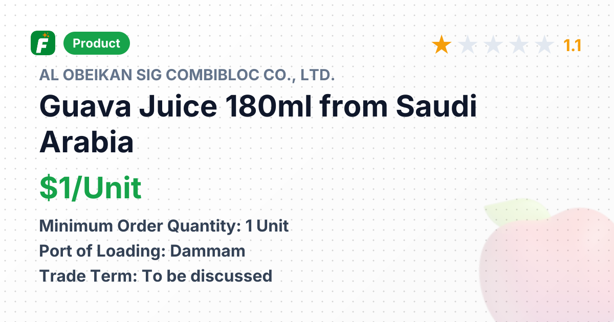 Guava Juice 180ml – product summary card, no photo uploaded yet