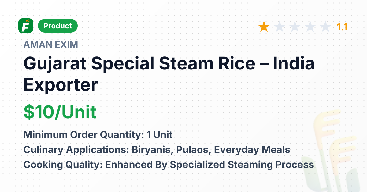 Gujarat Special Steam Rice – product summary card, no photo uploaded yet