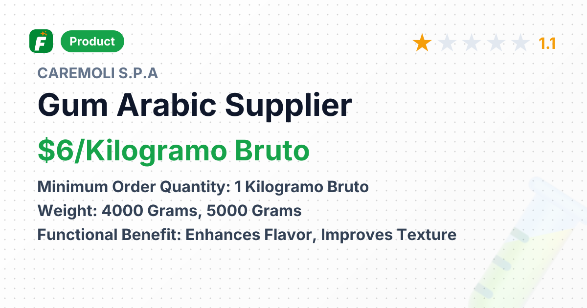Gum Arabic – product summary card, no photo uploaded yet