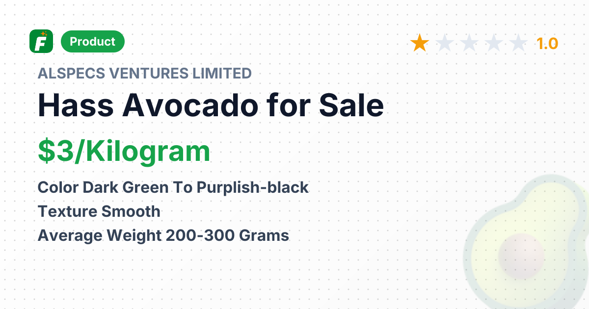 Hass Avocado – product summary card, no photo uploaded yet