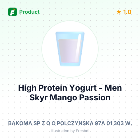 High Protein Yogurt - Men Skyr Mango Passion Fruit 300g – summary card, no photo uploaded yet