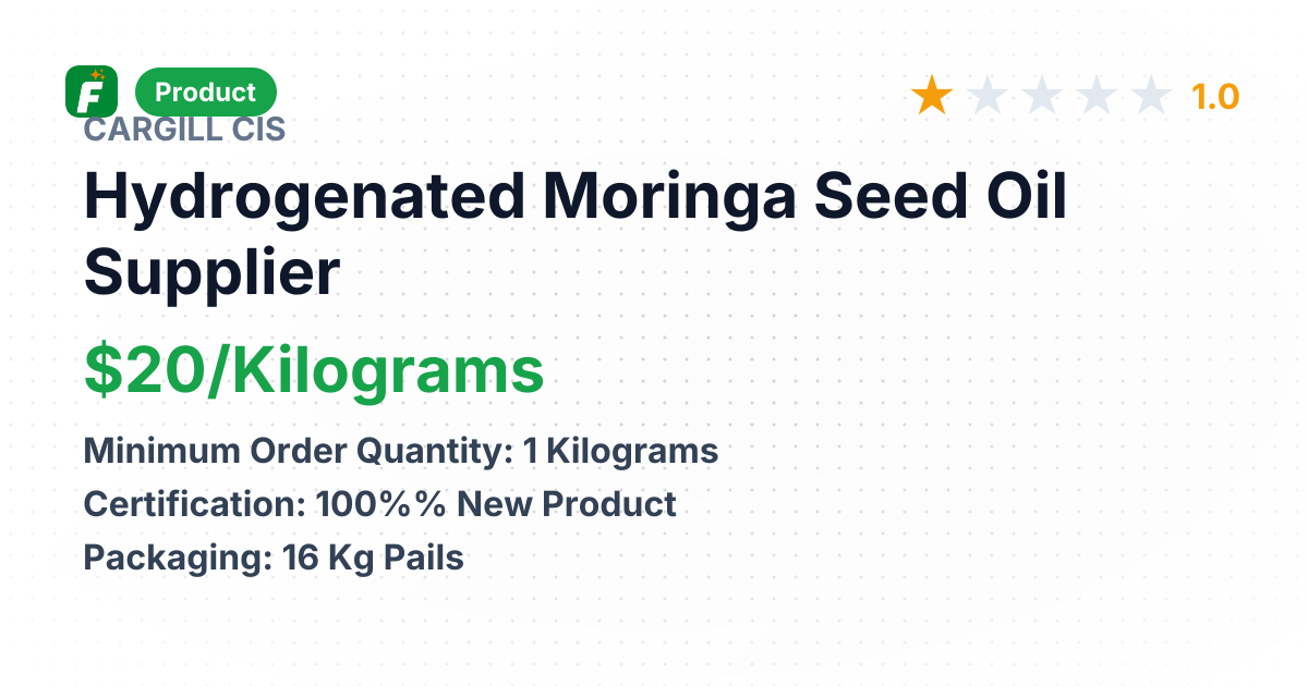 Hydrogenated Moringa Seed Oil – product summary card, no photo uploaded yet