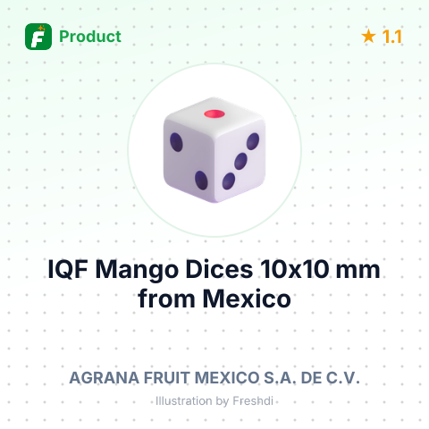 IQF Mango Dices 10x10 mm – summary card, no photo uploaded yet