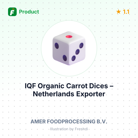 IQF Organic Carrot Dices – summary card, no photo uploaded yet