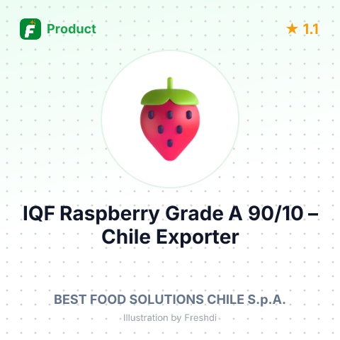 IQF Raspberry Grade A 90/10 – summary card, no photo uploaded yet
